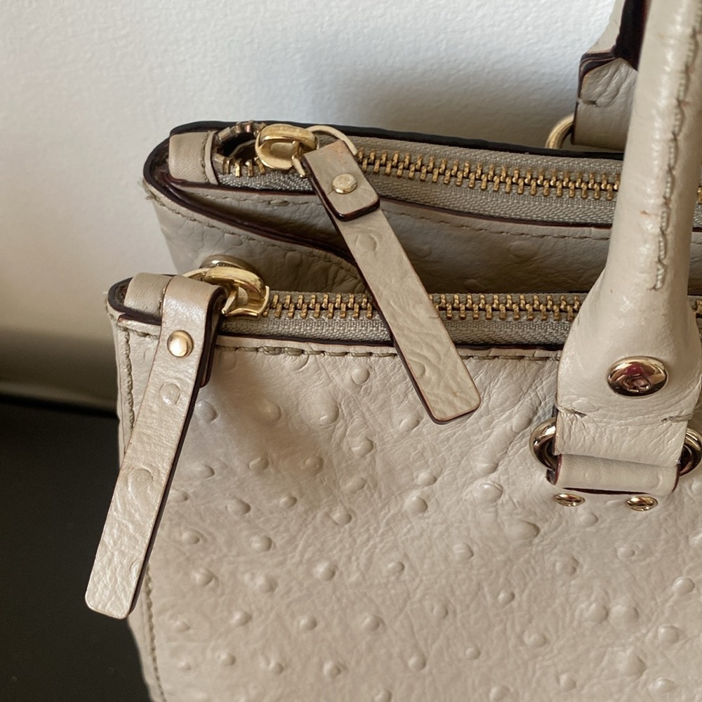 Kate Spade Bristol Drive Loden Embossed Ostrich Soft Taupe Leather Bag - Picture 3 of 16